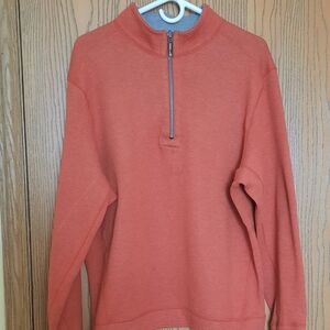 Tommy Bahama Mens Reversable Orange/Gray 1/4 Zip Sweater Size L